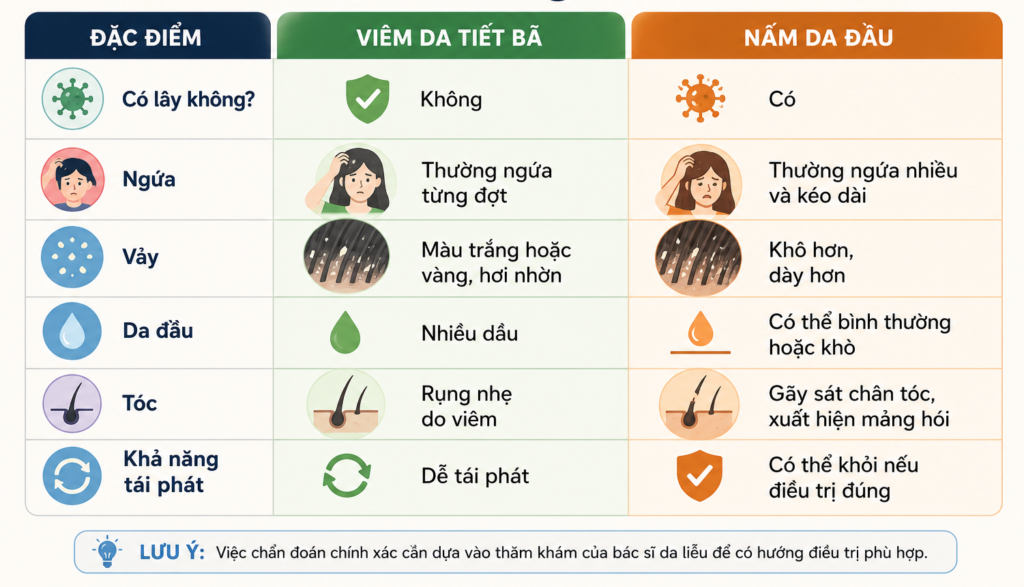 Phân biệt viêm da đầu và nấm da đầu