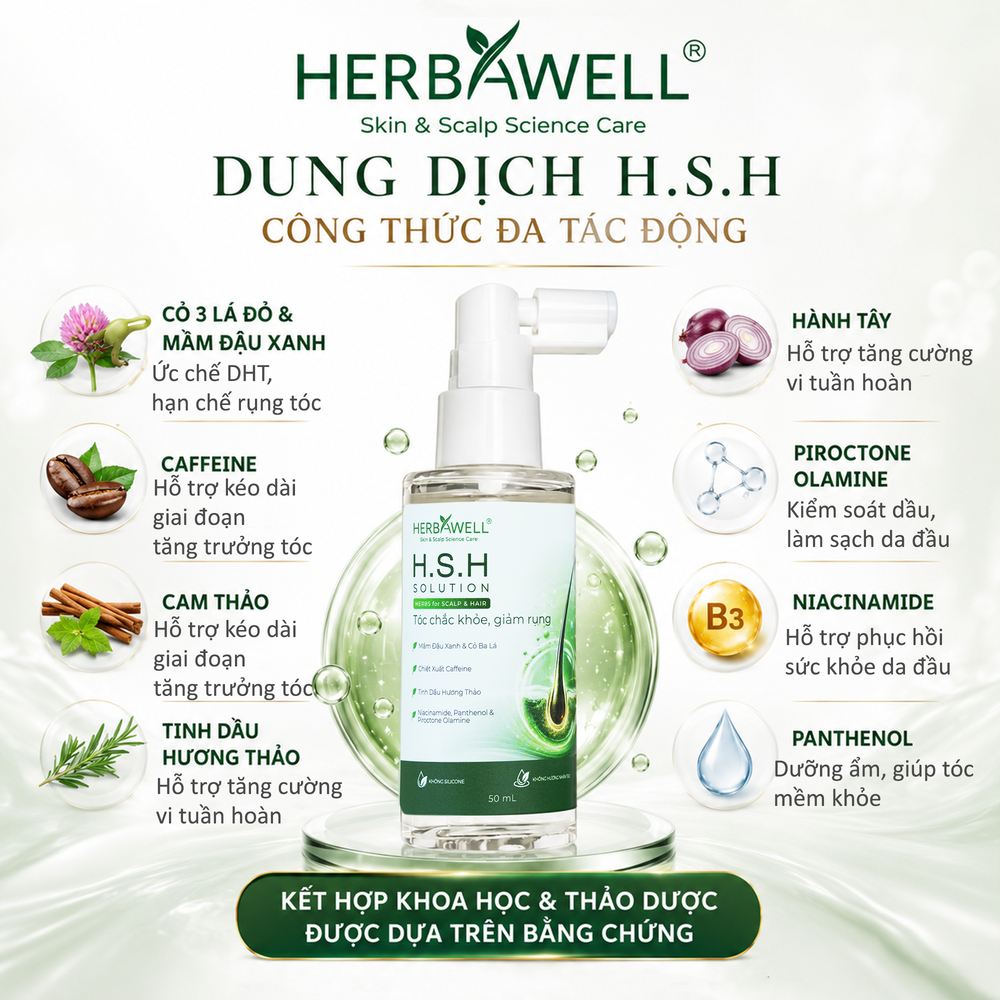 H.S.H Solution: Dung dịch phun Dưỡng tóc - Giảm rụng tóc