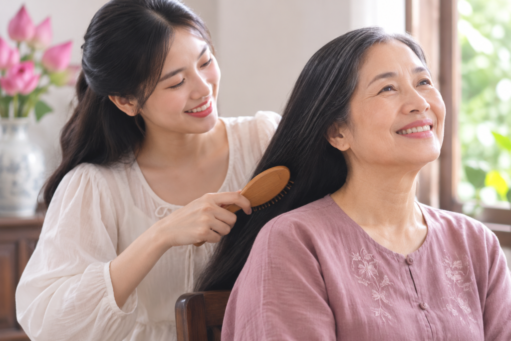 Nâng niu Mái tóc của Mẹ